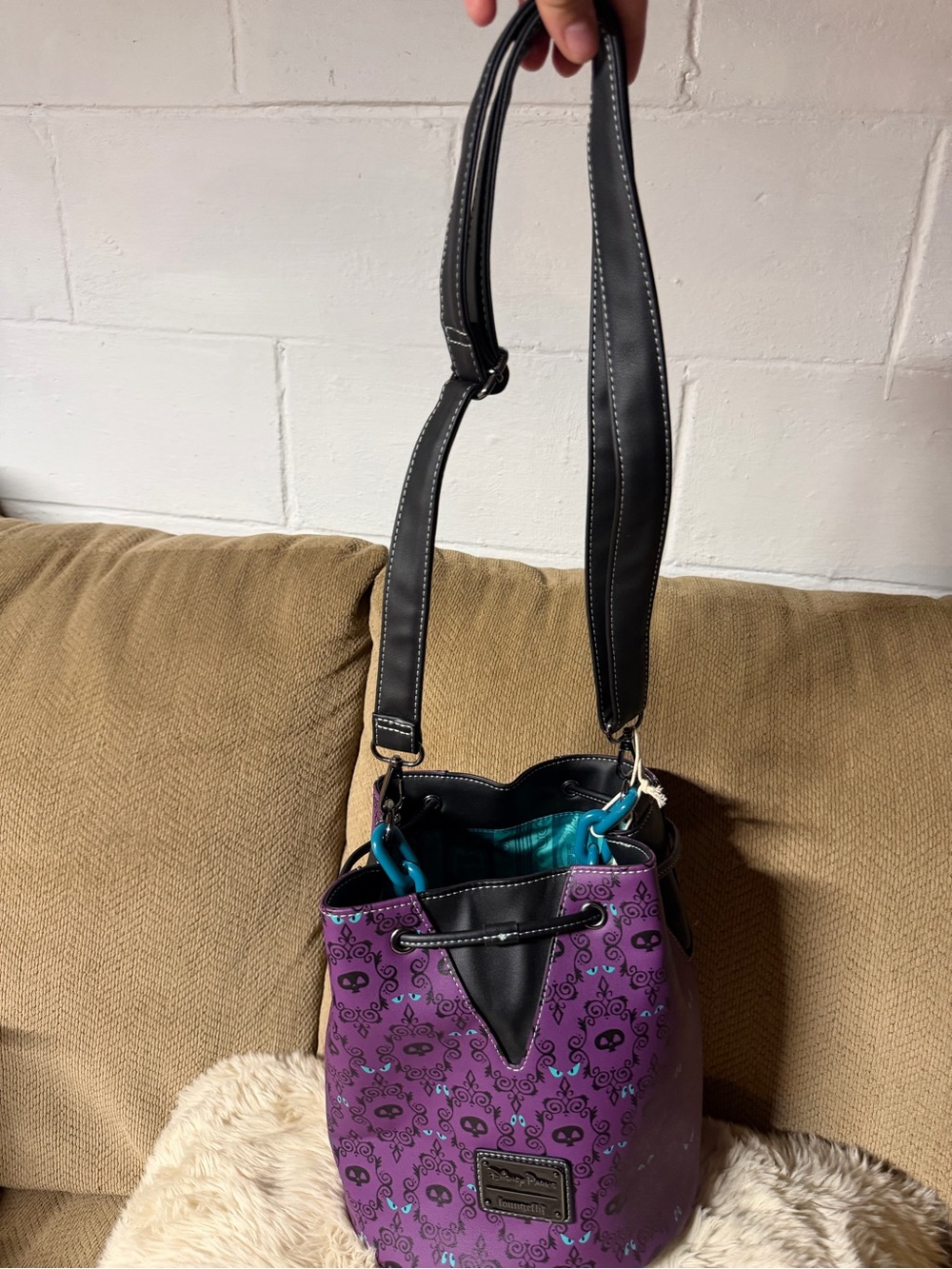 NWT Disney Parks Loungefly Haunted Mansion Glow in the Dark Bucket Crossbody Bag